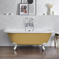 Baignoire îlot rétro à poser au mur – 168, 5 cm x 78 cm – Jaune (Honey Yellow) - Pieds blancs - Richmond