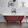 Baignoire îlot rétro à poser au mur – 168, 5 cm x 78 cm – Rouge (Saffron Red) - Pieds noirs - Richmond