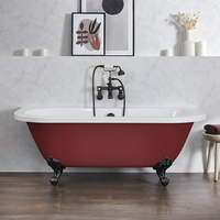 Baignoire îlot rétro à poser au mur – 168, 5 cm x 78 cm – Rouge (Saffron Red) - Pieds noirs - Richmond