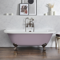 Baignoire îlot rétro à poser au mur – 168, 5 cm x 78 cm – Violet (Lupin Purple) - Pieds bronze huilé - Richmond