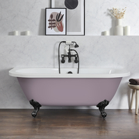 Baignoire îlot rétro à poser au mur – 168, 5 cm x 78 cm – Violet (Lupin Purple) - Pieds noirs - Richmond