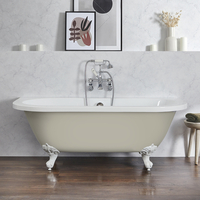 Baignoire îlot rétro à poser au mur – 168, 5 x 78 cm – Beige - Pieds blancs - Richmond - Hudson Reed