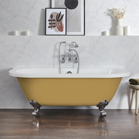 Baignoire îlot rétro à poser au mur – 168, 5 x 78 cm – Jaune - Pieds chromés - Richmond - Hudson Reed