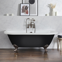 Baignoire îlot rétro à poser au mur – 168, 5 x 78 cm – Noir - Pieds bronze huilé - Richmond - Hudson Reed