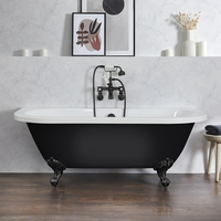 Baignoire îlot rétro à poser au mur – 168, 5 x 78 cm – Noir - Pieds noirs - Richmond - Hudson Reed