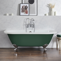 Baignoire îlot rétro à poser au mur – 168, 5 x 78 cm – Vert - Pieds chromés - Richmond - Hudson Reed