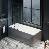 Baignoire rétro – Avec pare baignoire noir – 170 cm x 75 cm - Richmond