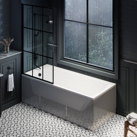 Baignoire rétro – Avec pare baignoire noir à effet verrière – 170 cm x 75 cm - Richmond