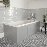 Baignoire rétro – Blanc – 170 cm x 70 cm – Tabliers gris clair - Richmond