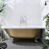 Baignoire semi-îlot d’angle droit - Design rétro – 168, 5 x 75 cm – Or - Pieds chromés - Legend - Hudson Reed