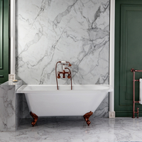 Baignoire semi-îlot rétro d’angle - Pieds cuivre satiné - 168, 5 x 75 cm - Angle gauche - Hudson Reed