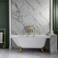 Baignoire semi-îlot rétro d’angle - Pieds or doré - 168, 5 x 75 cm - Angle droit - Hudson Reed