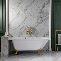 Baignoire semi-îlot rétro d’angle - Pieds or doré - 168, 5 x 75 cm - Angle gauche - Hudson Reed