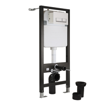 Bâti support haut pour WC suspendu et réservoir encastrable – Plaque de déclenchement réctangulaire blanche