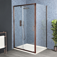 Cabine de douche - 120 x 80 cm - Rectangulaire - Porte coulissante - Cuivre brossé - Moderne - Hudson Reed