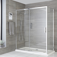 Cabine de douche - 140 x 90 cm - Design rectangulaire chromé - Coulissante - Moderne - Hudson Reed Portland