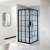 Cabine de douche avec porte d’angle coulissante triple – Verrière noire – Avec receveur – 90 cm x 90 cm - Barq