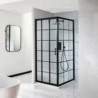 Cabine de douche avec porte d’angle coulissante triple – Verrière noire – Avec receveur – 90 cm x 90 cm - Barq