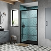 Cabine de douche coulissante – Noir – Avec receveur à effet texturé gris clair de 120 cm x 80 cm - Apex