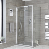 Cabine de douche d’angle - Porte pliante deux volets et receveur extra plat – Tailles multiples - Portland