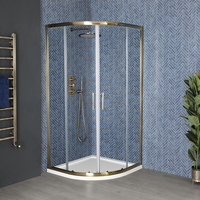 Cabine de Douche Or Doré - Receveur Blanc - Design Angle - Hudson Reed