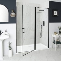 Cabine de douche pivotante rétro – Noir – Avec receveur – 70 cm x 70 cm - Langley