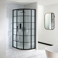 Cabine de douche quart de cercle – Verrière noire – Avec receveur droit - 100 cm x 80 cm - Barq