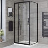 Cabine de douche rectangulaire - 170 x 80 cm - Porte coulissante noir - Design moderne - Hudson Reed Nox