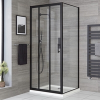 Cabine de douche rectangulaire - 80 x 76 cm - Porte coulissante noir - Design moderne - Hudson Reed Nox