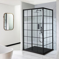 Cabine de douche rectangulaire - Effet verrière noir - Avec receveur à effet texturé anthracite - 120 cm x 80 cm - Barq