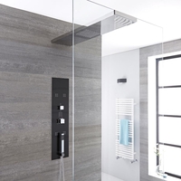 Colonne de douche encastrée avec pommeau de 90 cm pour douche italienne,  douchette et buses hydromassantes – Chromé et gris - Llis