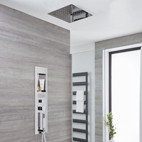 Colonne de douche encastrée avec pommeau plafonnier encastré carré de 40 cm – Chromé - Llis