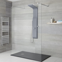 Colonne de douche exposée avec pommeau,  douchette et buses hydromassantes – Anthracite - Alston