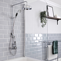 Colonne de douche rétro avec mitigeur thermostatique exposé à double fonctions – Chromé et noir - Elizabeth