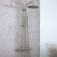 Colonne de douche thermostatique - Acier gris - Mitigeur barre pluie & douchette - Design moderne - Hudson Reed