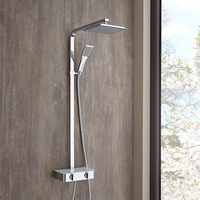 Colonne de douche thermostatique avec pommeau carré et douchette avec flexible – Chromé - Select