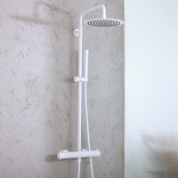 Colonne de douche thermostatique blanche - Mitigeur barre pluie & douchette - Design moderne - Hudson Reed
