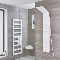 Colonne de douche thermostatique exposée avec grand pommeau,  douchette,  buses hydromassantes et bec verseur – Blanc - Upton