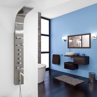 Colonne de douche thermostatique exposée avec grand pommeau,  douchette et buses hydromassantes – Acier inoxydable - Select