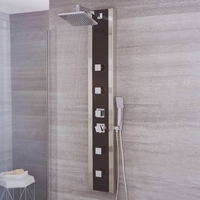 Colonne de douche thermostatique exposée avec grand pommeau,  douchette et buses hydromassantes – Noir - Howe