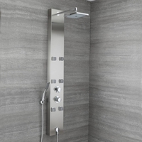 Colonne de douche thermostatique exposée avec pommeau,  6 buses hydromassantes et douchette – Easton
