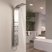 Colonne de douche thermostatique exposée avec pommeau cascade,  douchette et buses hydromassantes – Chromé - Select