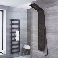 Colonne de douche thermostatique moderne avec pommeau,  douchette,  buses hydromassantes et bec verseur – Noir - Nox
