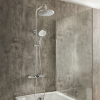 Colonne de douche thermstatique – Avec bec verseur baignoire,  pommeau de douche rond et douchette – Choix de finitions – Arlo