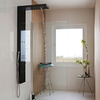 Colonne Douche - Design Noir Thermostatique & Jet Hydromassant - Pluie Mural