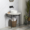 Console lavabo moderne - Tablette blanche - Vasque ronde & socle pied noir - Hudson Reed