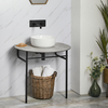 Console lavabo moderne - Tablette grise - Vasque ronde & socle pied noir - Hudson Reed