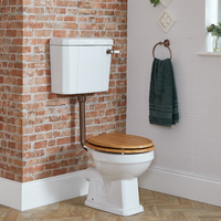 Cuvette WC avec Réservoir Semi-Haut - Abattant Bois Chêne - Charnières Bronze - Hudson Reed