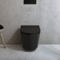 Cuvette WC ronde suspendue - Abattant à fermeture douce – Design moderne - Graphite - Elements - Hudson Reed