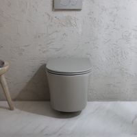 Cuvette WC ronde suspendue - Abattant à fermeture douce – Design moderne - Gris - Elements - Hudson Reed